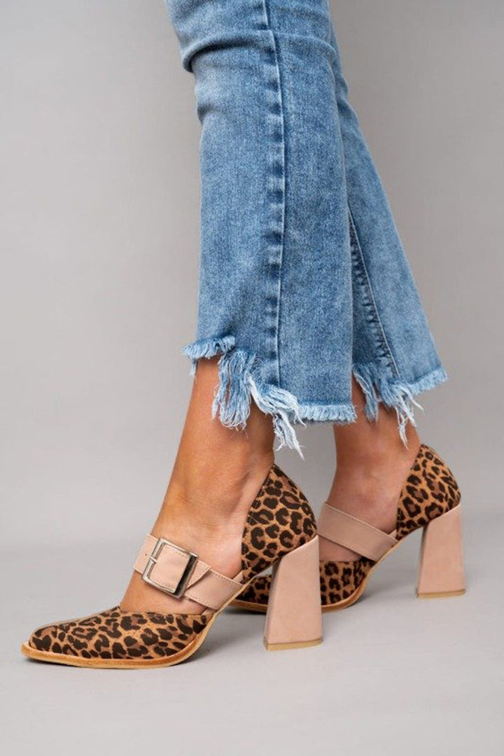 Serene | Leopard Suede Sandals with Stable Heels