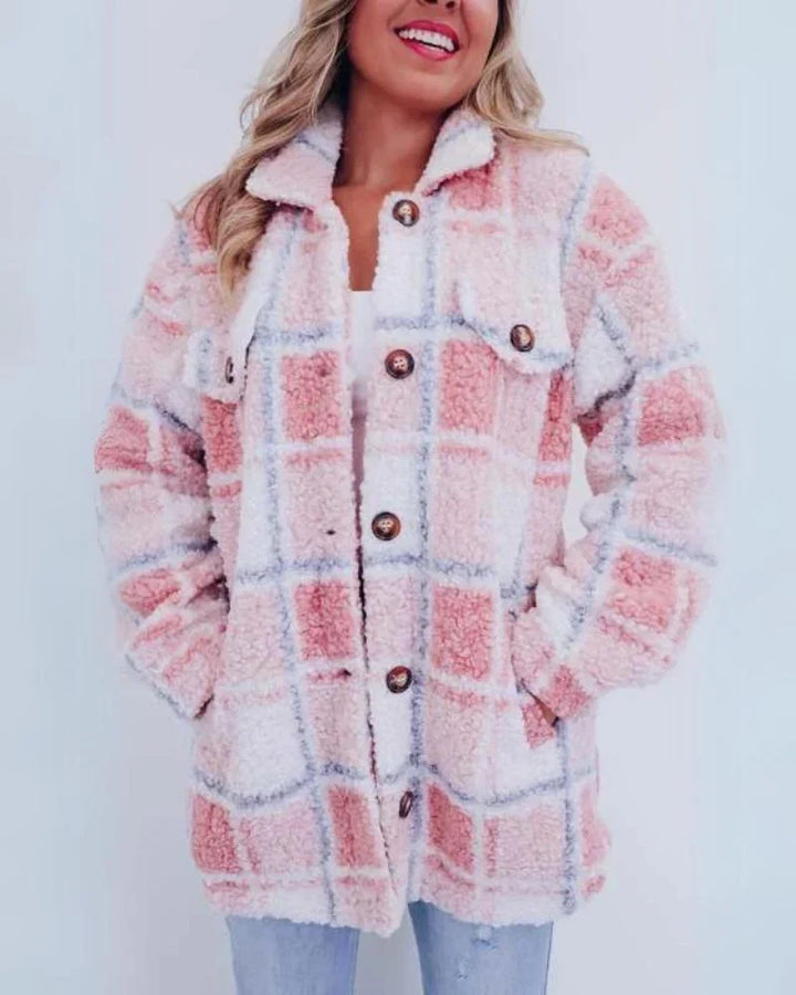 Elinara - Polar Fleece Plaid Jacket
