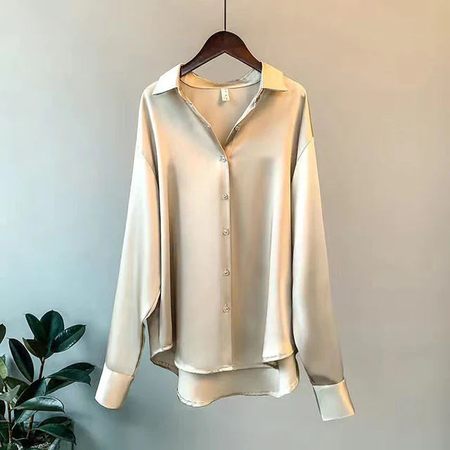 Teagan - Long Sleeved Luxe Satin Blouse