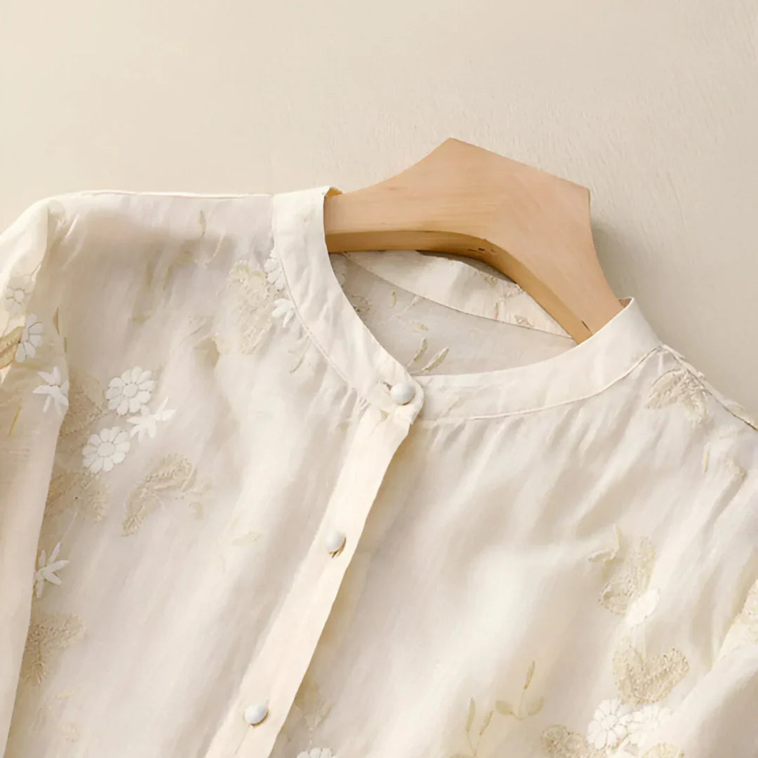 Ella - Floral Embroidered Cotton Top