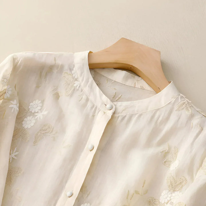 Ella - Floral Embroidered Cotton Top