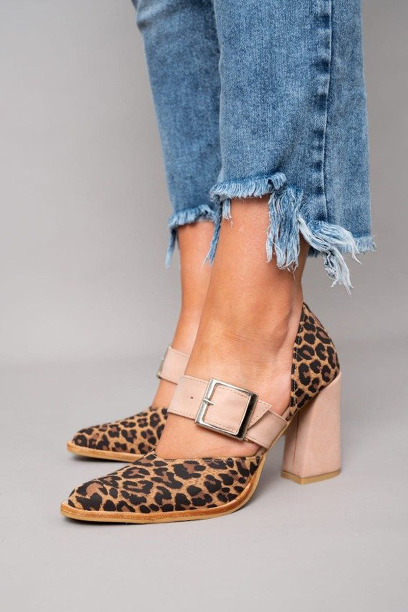 Serene | Leopard Suede Sandals with Stable Heels