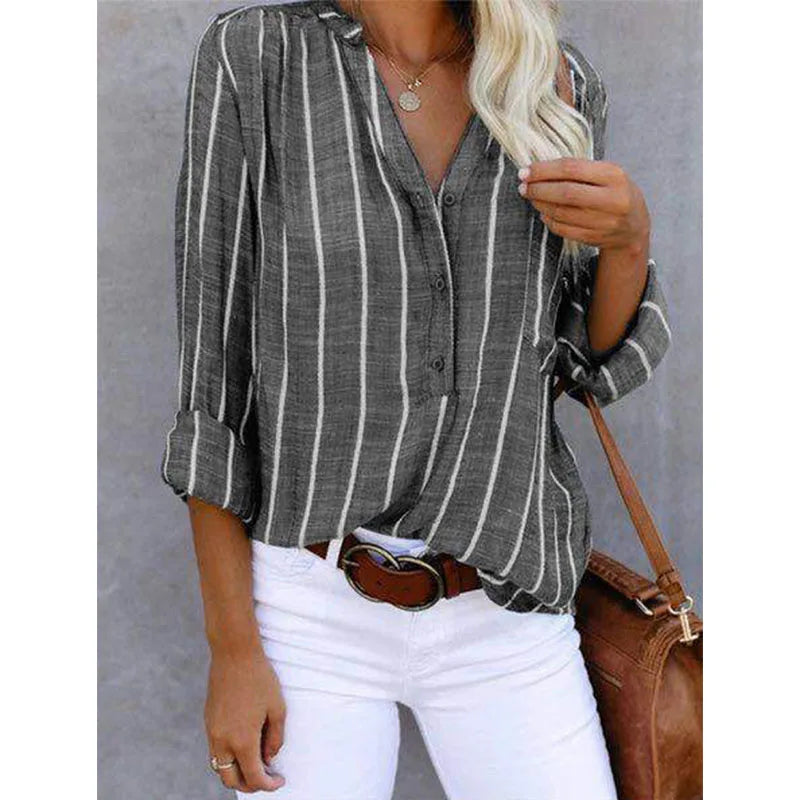 Lexi - Striped Button-Up Shirt