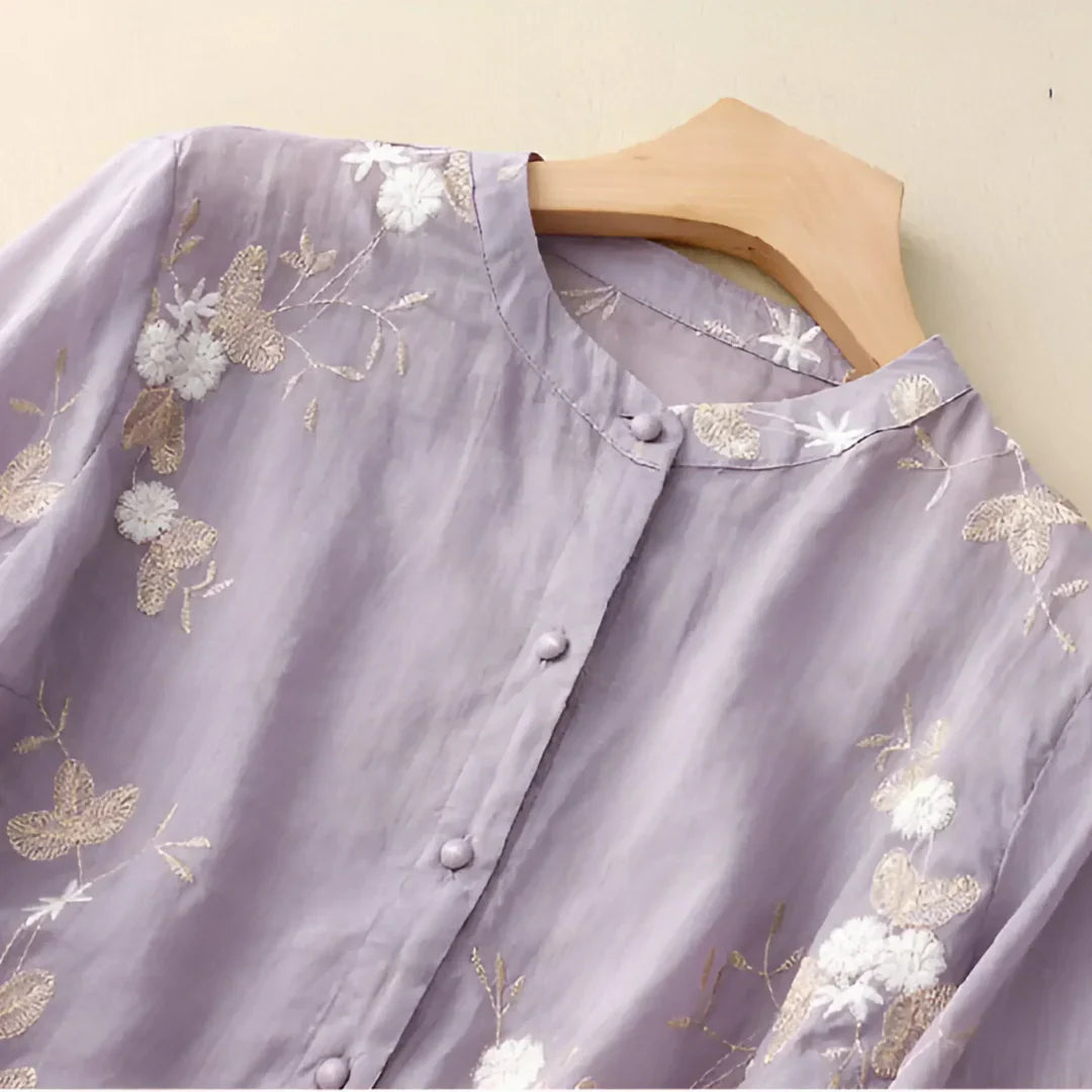 Ella - Floral Embroidered Cotton Top
