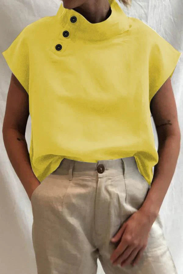 Lowella - High Collar Buttoned Blouse