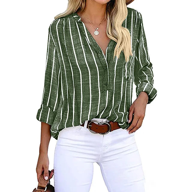 Lexi - Striped Button-Up Shirt