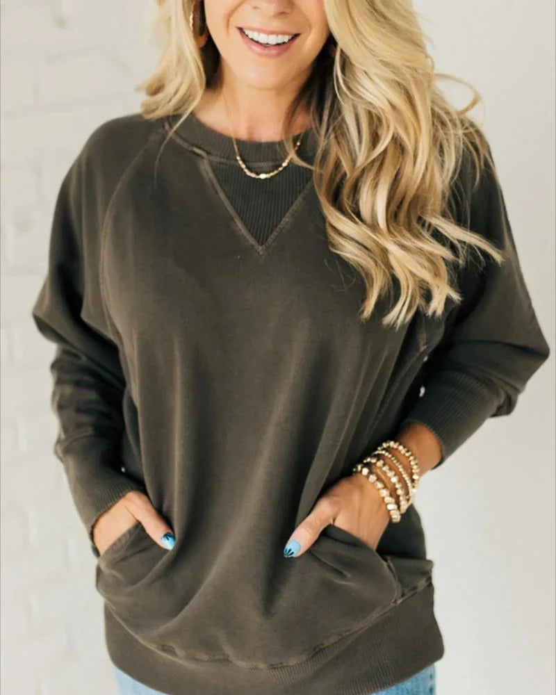 VIOLA - Ribbed Sweater with Pockets