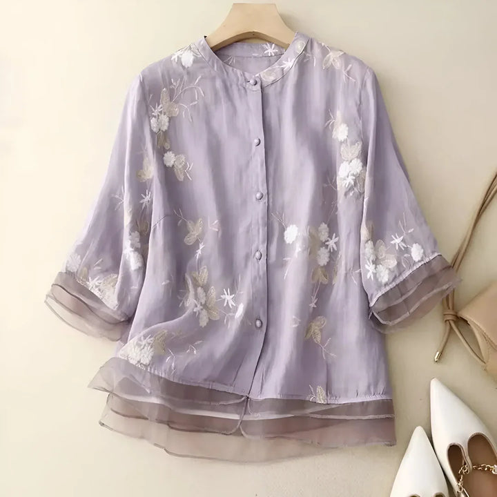 Ella - Floral Embroidered Cotton Top