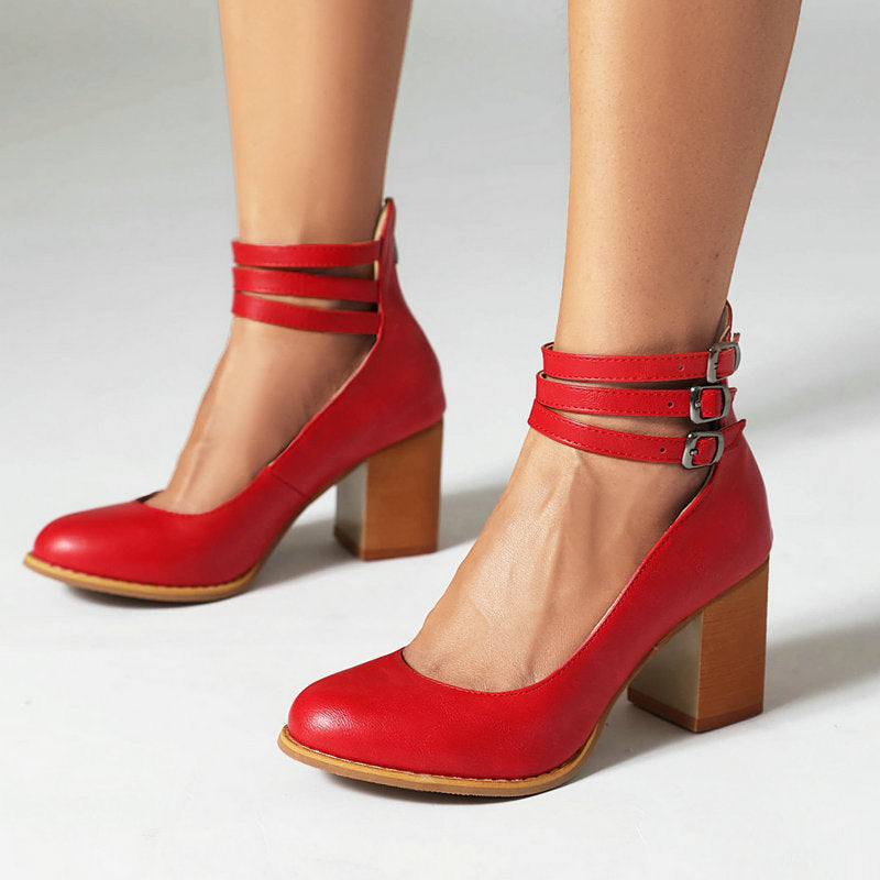Criselle | Smooth sandals with ankle strap and chunky heel