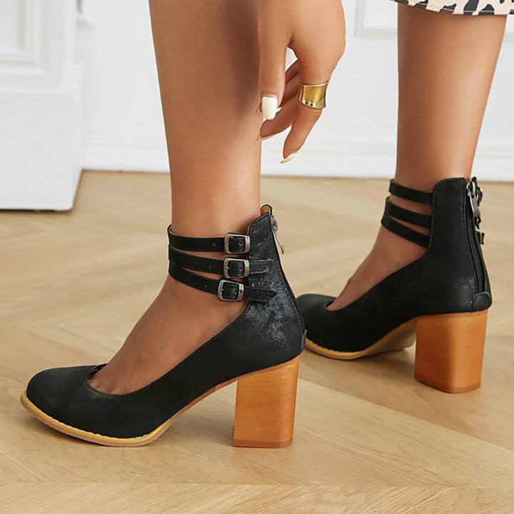 Criselle | Smooth sandals with ankle strap and chunky heel