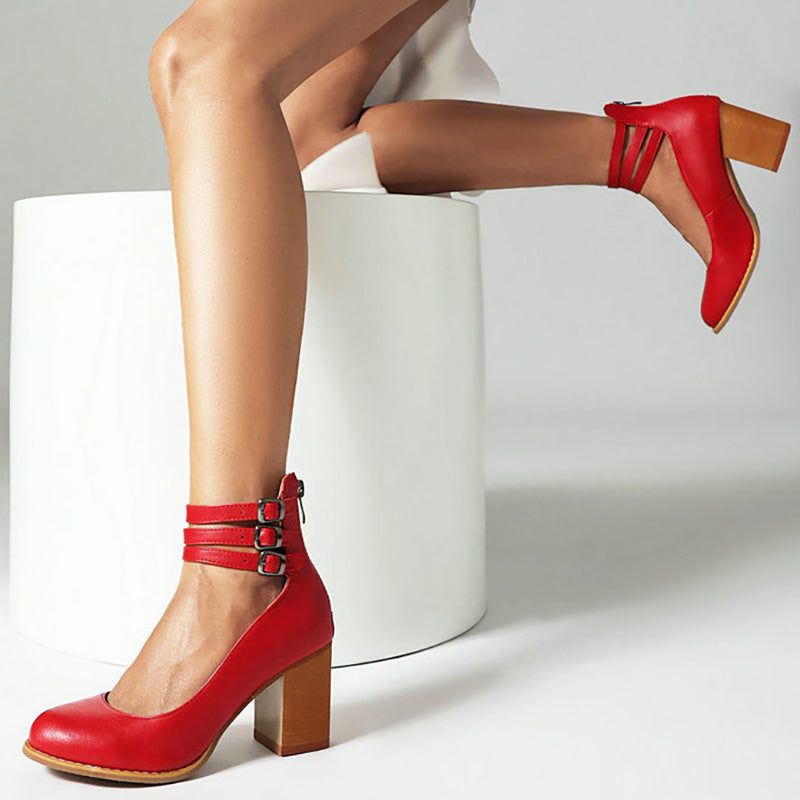 Criselle | Smooth sandals with ankle strap and chunky heel