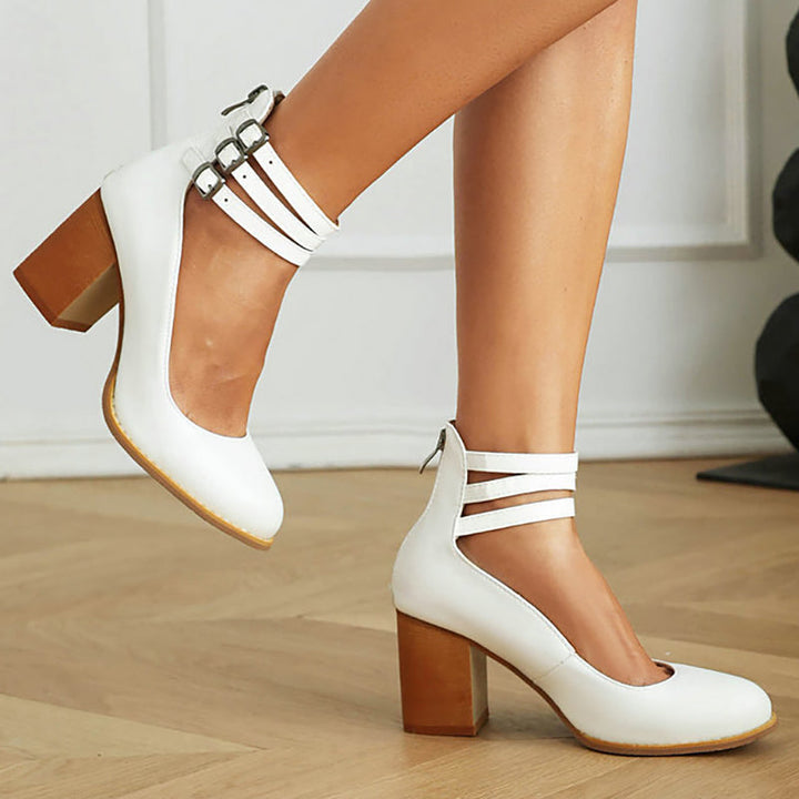 Criselle | Smooth sandals with ankle strap and chunky heel
