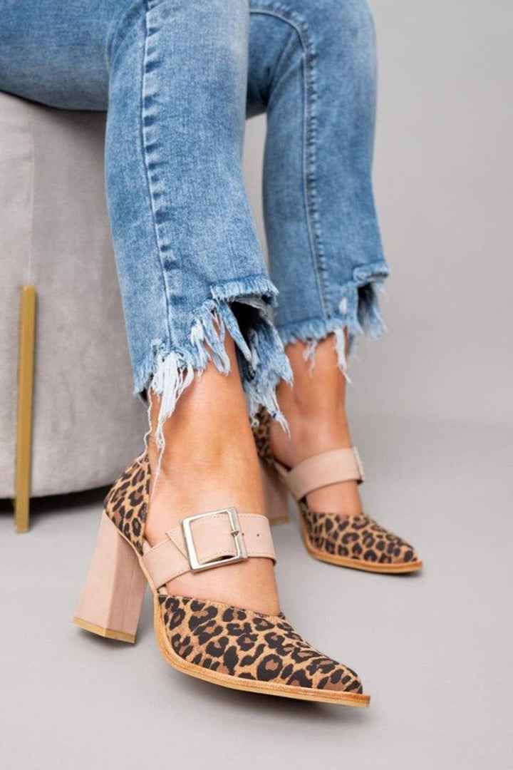 Serene | Leopard Suede Sandals with Stable Heels